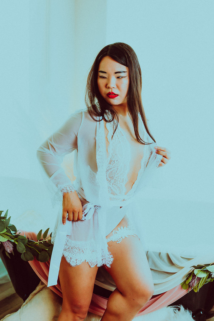 Bridal Provence Short Sheer Robe Set